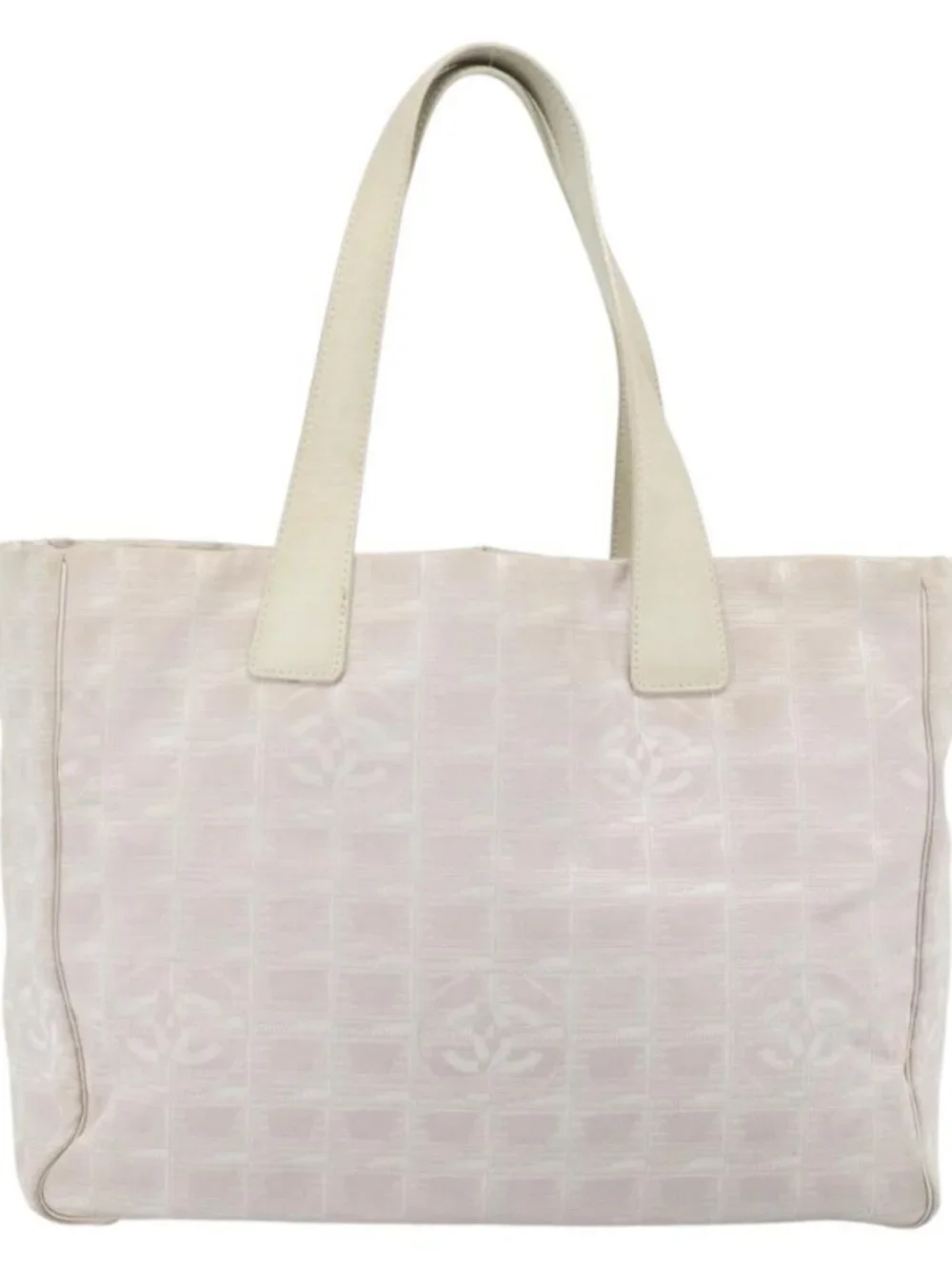 CHANEL New Travel Line Tote Bag Nylon Pink Gold CC Auth 176440